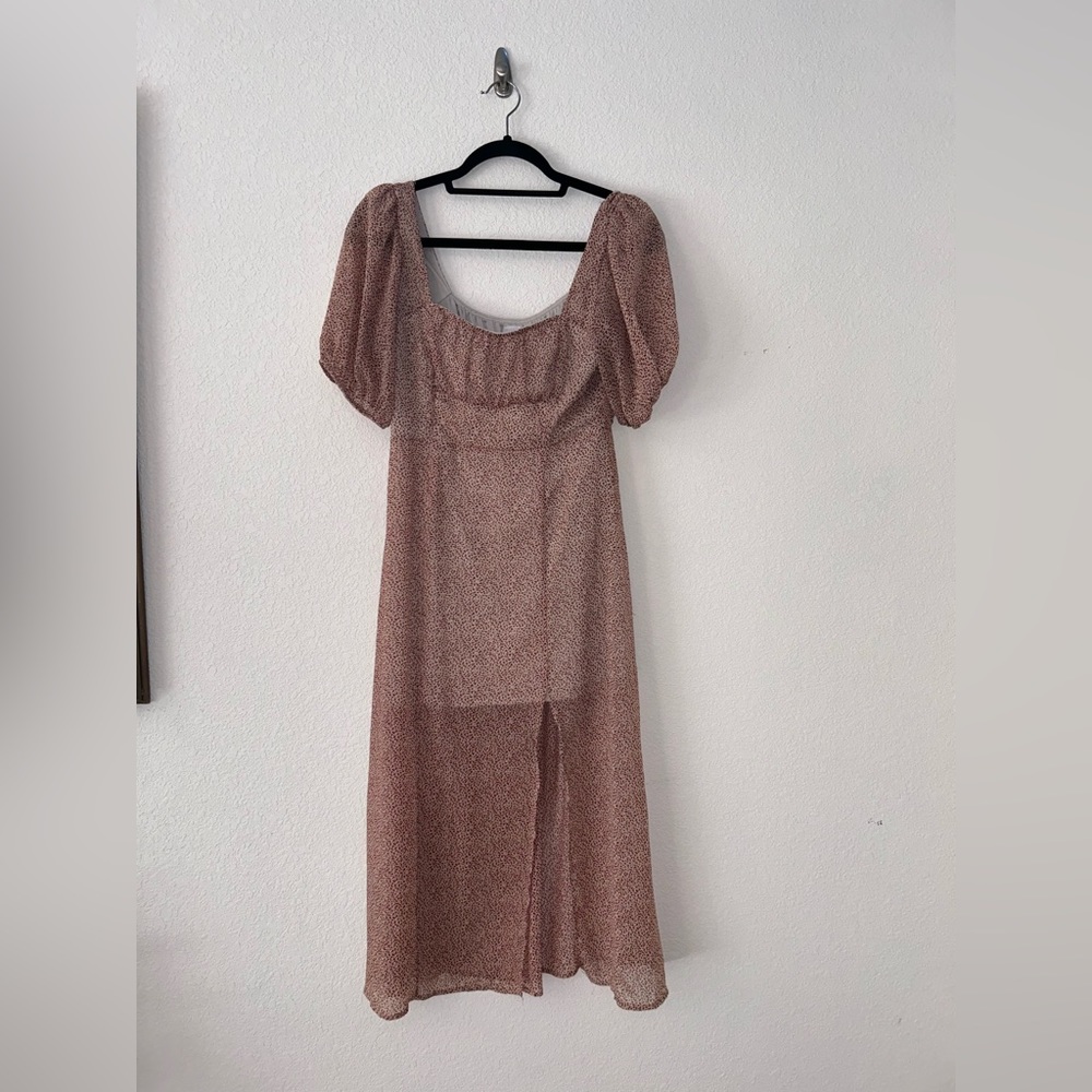 Sienna Sky Giraffe Print Peasant Puff Sleeve Maxi Dress Size XS